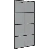 vidaXL Walk-in Duschvägg Svart 100 x 195 cm härdat glas