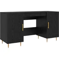 vidaXL Skrivbord med hylla Svart ek 140 x 50 x 75 cm Konstruerat trä