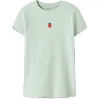 Name it T-shirt - Rib - NkfVivemma - Pale Aqua/Strawberry - - 9-10 år (134-140) - T-shirt