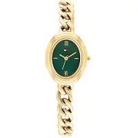 Tommy Hilfiger Green Oval Dial Gold Plated Bracelet Watch