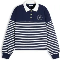 Tommy Hilfiger Gold Tone Button Relaxed Polo Sweatshirt