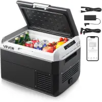 Vevor 12 volts bilkylskåp, 25 liters bilkylskåp, bärbar elektrisk kylbox med justerbar temperatur från -20 ℃ till 20 ℃, 12/24V DC och 100-240V AC kompressorfrys för utomhusbruk, camping, resor, husbil
