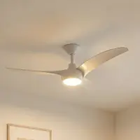 LINDBY Briya LED-takfläkt, CCT, dimbar, Ø 116 cm, vit – , Briya, dimbara, Vit, Vardagsrum, Plast, Modern