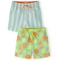 MINOTI Badshorts mint / ljusgrön / orange / vit