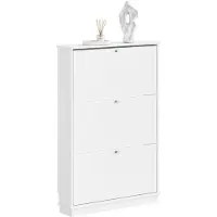 SoBuy Vitt skoskåp 3 dörrar, smal 18 cm