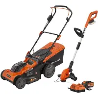 Powerplus 5.0/2.5ah 2x20v Elektrisk Gräsklippare Och Grästrimmer 3 Bitar