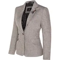 TruClothing Tweed 1920-tals fiskbensmönstrad ljusgrå blazer för kvinnor