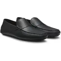 BOSS Tumbled-leather loafers with driver sole