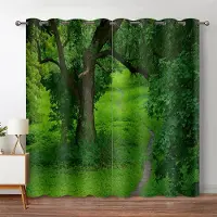 Textilien 3D Skog Mörkläggningsgardin Djungel Träd Naturlandskap Fönstergardin Vardagsrum Sovrum Vattenfall Vänster och Höger Tvådelad Öppen 175W220H(CM)68x84in&Grommet Top