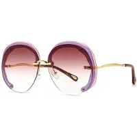 Fable Överdimensionerade Runda Solglasögon Utan Bågar Dam Klara Havsgradient Lins UV400 Skydd Unisex Trendiga Solglasögon