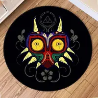 JGJG Zelda Symbol Rund Matta Retro Stil Spelrumsmatta för Vardagsrum Speldekor Zelda Majora's Mask Matta Gåva till Spelare Diameter 40cm