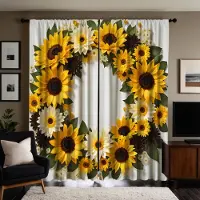 Household supplies MH 2 st HD solrosgirlang dekorativ gardin Gul slips digitalt tryckt gardin Heminredning stil dekoration vardagsrum W52H63inchW132H160cm