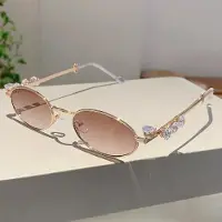 Fable Vintage Lyx Designare Liten Metallram Oval Diamant Solglasögon Dam Herr Trend Punk Populära Nyanser