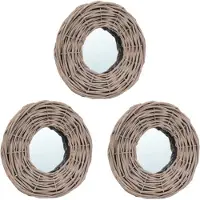 vidaXL Speglar 3 st 15 cm korgmaterial