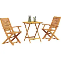 vidaXL Fällbart bistroset 3 pcs Brun Massivt Akaciaträ