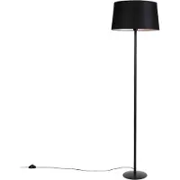 QAZQA Golvlampa svart med linneskärm svart 45 cm - Simplo