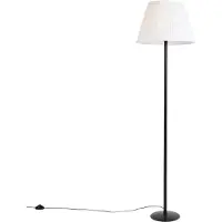 QAZQA Modern golvlampa svart med vit plisserad skärm 45 cm - Simplo