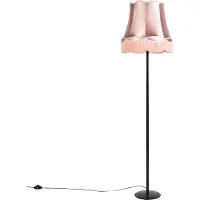 QAZQA Retro golvlampa svart med mormorslampa rosa 45 cm - Simplo