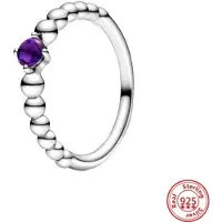 ANENJERY Bijouterie Ny Mode Trendig Autentisk Original S925 Sterling Silver Hjärta Blå Jord Måne Rund Zirkon Ring Kvinnor Årsdag Fina Smycken resizable