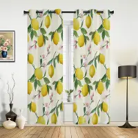 Household supplies MH Akvarell Citron Frukt Vit Gul Gardiner för Sovrum Vardagsrum Draperier Kök Barnrum Fönstergardin Modern Heminredning 135W x 60H(cm) x1