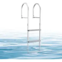 Vevor Avtagbar bryggstege, 3 steg, badstege för pontonbåt i aluminiumlegering, med halkfria breda PP-steg, 227 kg viktkapacitet, snabbkopplingsdesign, för simning i sjö, pool, marin ombordstigning