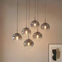 LUCANDE Taklampa , Veloura, dimbara, Grå, Vardagsrum, Glas, Design