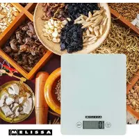 Melissa Digital köksvåg | Härdat glas | LCD-display | Max. 5 kg | Tarafunktion | 1 grams steg | Gram / Ounce / Pounds / Milliliter