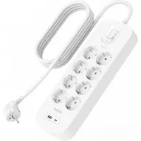Belkin Connect - Överspänningsskydd - med USB-C- och USB-A-portar - utgångskontakter: 8 - 2 m sladd
