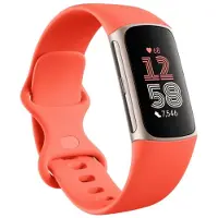 Fitbit Charge 6 aktivitetsarmband med AMOLED-skärm, Bluetooth och NFC, korall/guld