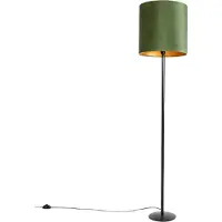 QAZQA Botanisk golvlampa svart med grön skärm 40 cm - Simplo