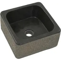 vidaXL Handfat 30x30x15 cm flodsten svart