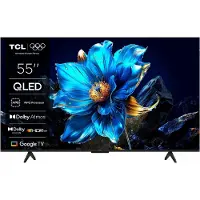 TCL 55P7K - 55 Diagonal klass (54.5 visbar) - P7K Series LED-bakgrundsbelyst LCD-TV - QLED - Smart TV - Google TV - 4K UHD (2160p) 3840 x 2160 - HDR - Quantum Dot, Direct LED - borstad metall
