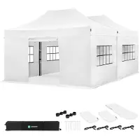 Vonroc Partytält - 6x4,5 m - Premium Easy-Up Partytält | Set inkl. 2x Tält, sidoväggar och kopplingskit - Vit