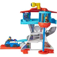 Ryhmä Hau Utsiktstornlekset med bilstartare, 2 Chase-actionfigurer, Chases polisbil och tillbehör, Barnleksaker från 3 år och uppåt