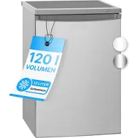 Bomann KS 2184 - Kylskåp med frysfack - bredd: 56 cm - djup: 57.5 cm - höjd: 84.5 cm - 120 liter - Klass E - design i rostfritt stål