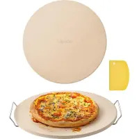 Vevor Pizzasten, 406 mm Rund Pizzasten i Cordierit, Extra Stor Baksten med Hållbart Stativ, 17 mm Tjocklek Värmebeständig Matlagningskordierit, För Köksugn, Bakning av Pizzor, BBQ Grillning