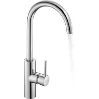 Vevor Beröringsfri Köksblandare, Enkelgreppsblandare med Automatisk Rörelsesensor, Handsfree Justerbar Kallvarmvattenblandare Flexibel Vridbar För 9,5 mm Rör, Förkromad Silver