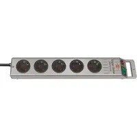Brennenstuhl 1153340115 Förgreningsdosa med brytare 5x Silver Skyddskontakt 1 st