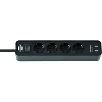 Brennenstuhl Grenuttag 1,5m | 4 uttag + USB | | svart