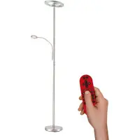 JUST LIGHT LED-uplight-golvlampa LOLAsmart Rocco med läsarm Rocco, dimbar, Aluminium / grå / zink, Vardagsrum / matsal, Metall, Modern, Smart golvlampa