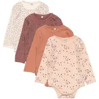 Pippi Baby Bodies l/ä - 4-pack - Burlwood - - 62 - Body L/Ä