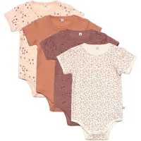 Pippi Baby Bodies k/ä - 4-pack - Burlwood - - 50 - Body K/Ä