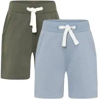 Minymo Shorts - 2-pack - Blå/Grön - - 10 år (140) - Shorts