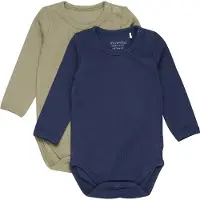 Minymo Body l/ä - 2-pack - Dark Marinblå - - 1 år (80) - Body L/Ä