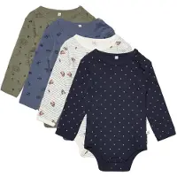 Pippi Baby Bodies l/ä - 4-pack - Deep Lichen Green - - 50 - Body L/Ä