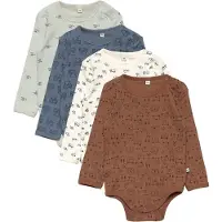 Pippi Baby Bodies l/ä - 4-pack - Blue Mirage - - 56 - Body L/Ä