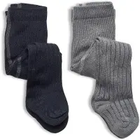 Minymo Strumpbyxor - 2-pack - Bambu - Rib - Sleet - - 68/74 - Strumpbyxor