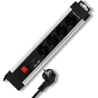 REV Multiple Socket Outlet 4 Fold + Ks Usb Supra Line Switch Grenuttag
