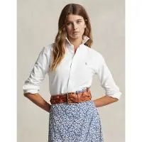 Ralph Lauren för kvinnor. 211891377003 Slim fit oxfordskjorta vit (36), Casual, Bomull, Klassisk, Lång ärm