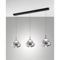 FABAS LUCE Glas pendellampa Deva, dimbar, Aluminium / grå / zink, Vardagsrum / matsal, Glas, Modern, Pendellampa
